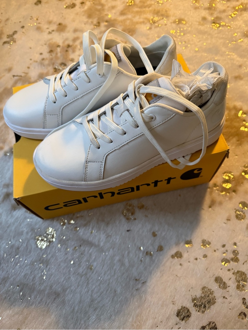 Carhartt 9 WOMEN'S DETROIT LEATHER SNEAKER White Lace-Up Low-Top Sneakers
